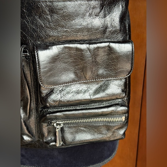 NWT HOBO brand black leather fold over or up, shoulder/CB new bag. silver hdw - Picture 8 of 16